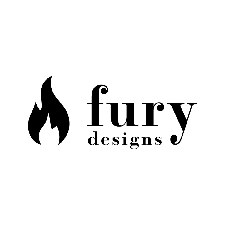 All black Fury Designs logo